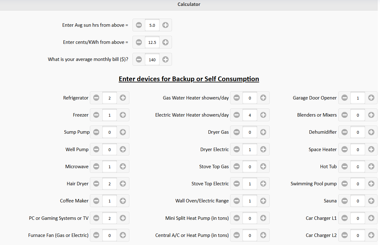 solar battery calculator